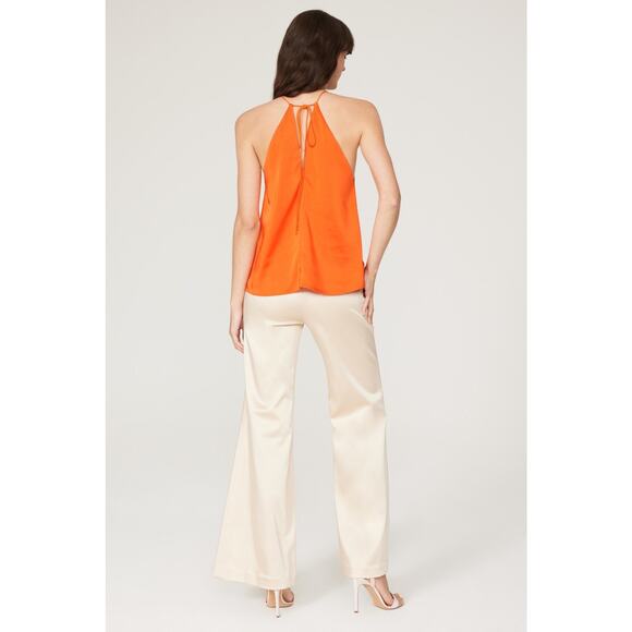 RTR Cobando Collective Sz 6 Orange Skinny Strap Sleeveless Halter Satin Tank Top - Picture 2 of 7